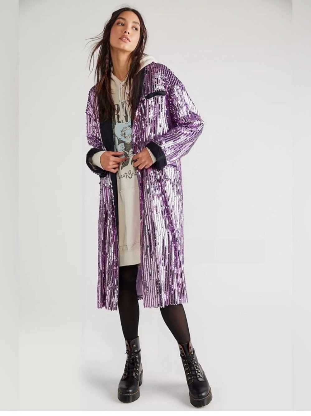 Free People Ella Orchid Sequin Duster